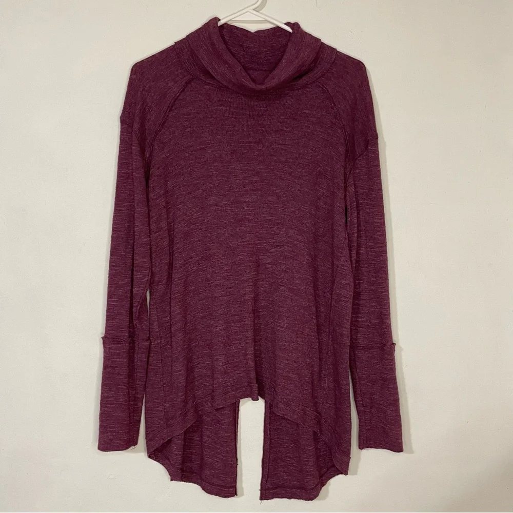 Free People Open Back Knit Turtleneck Plum Sz. M